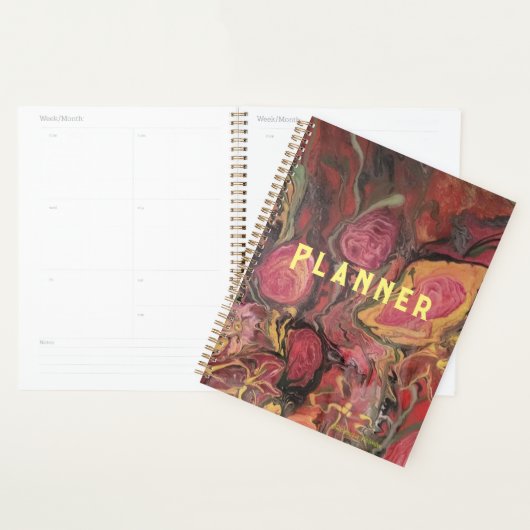Abstracte bloemen met rood roze en goud planner (Display)