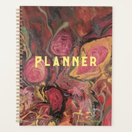 Abstracte bloemen met rood roze en goud planner (Voorkant)