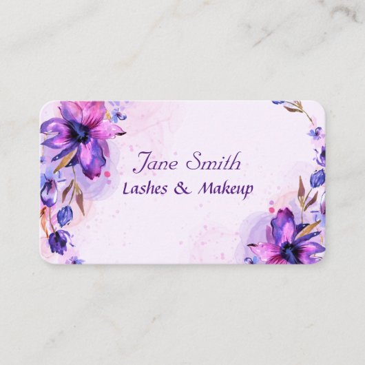 Abstracte bloemen met waterverf visitekaartje (Voorkant)