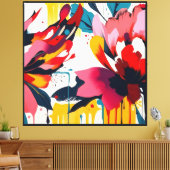 Abstracte bloemen met witte achtergrond - canvas afdruk (Insitu (Woonkamer))