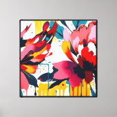 Abstracte bloemen met witte achtergrond - canvas afdruk (Voorkant)