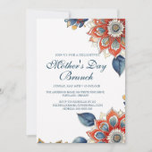 Abstracte Bloemen Moederdag Brunch Kaart (Voorkant)