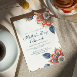 Abstracte Bloemen Moederdag Brunch Kaart