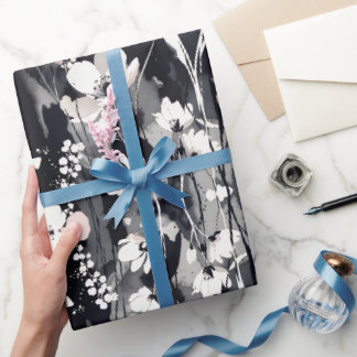 Abstracte Bloemen — Monochroom Blush Chic Cadeaupapier