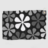 Abstracte bloemen monochroom golfhanddoek (Horizontaal)