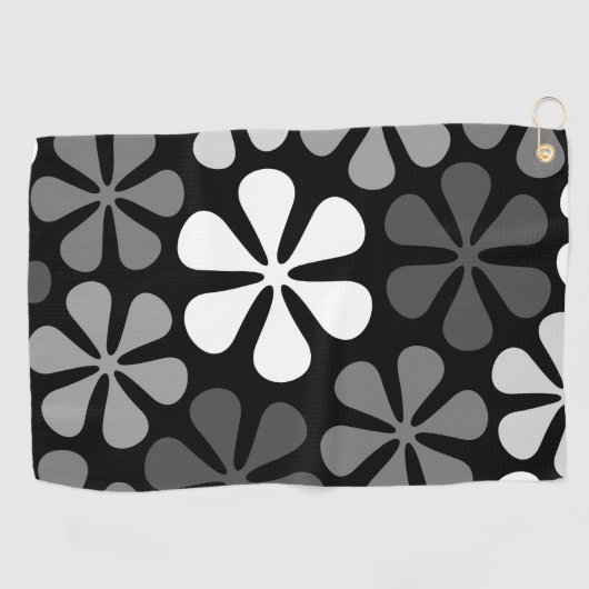Abstracte bloemen monochroom golfhanddoek