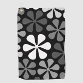 Abstracte bloemen monochroom golfhanddoek (Voorkant)