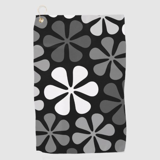 Abstracte bloemen monochroom golfhanddoek (Voorkant)