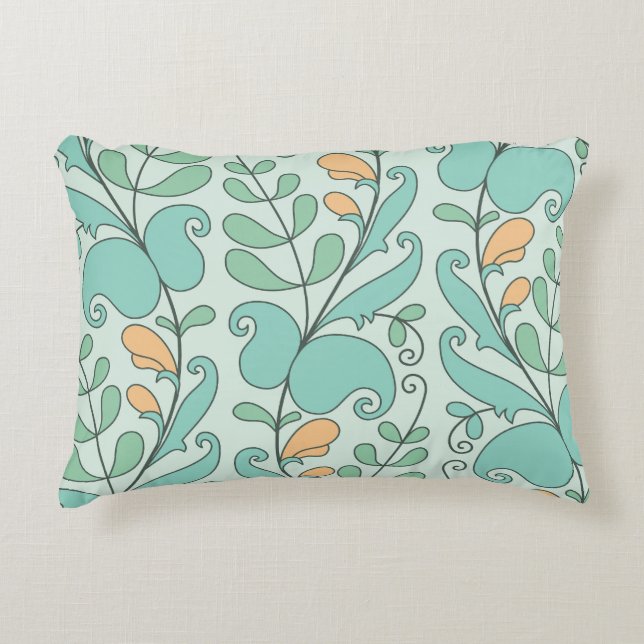 Abstracte bloemen:  naadloos patroon accent kussen (Voorkant)