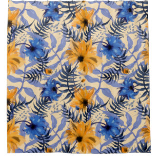 Abstracte bloemen naadloos patroon douchegordijn