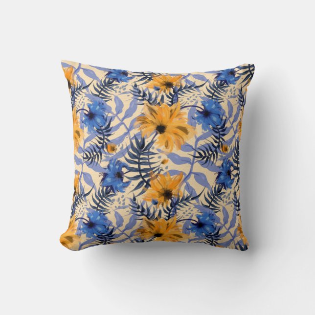 Abstracte bloemen naadloos patroon kussen (Voorkant)