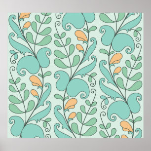 Abstracte bloemen:  naadloos patroon poster