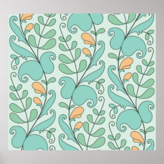 Abstracte bloemen:  naadloos patroon poster