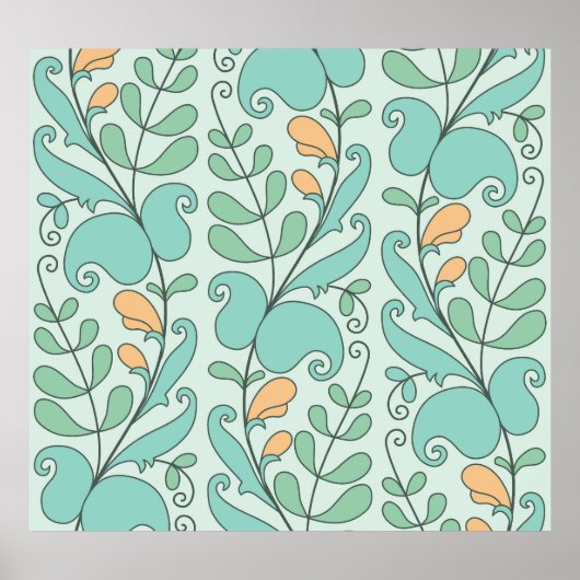 Abstracte bloemen: naadloos patroon poster (Voorkant)