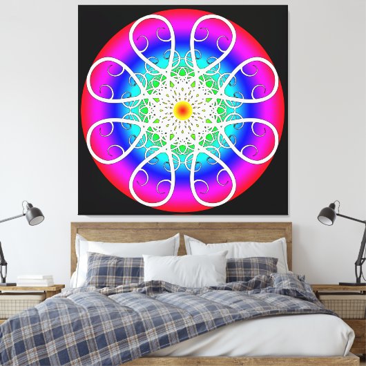 Abstracte Bloemen op Gespannen Canvas Print (Insitu (Slaapkamer))