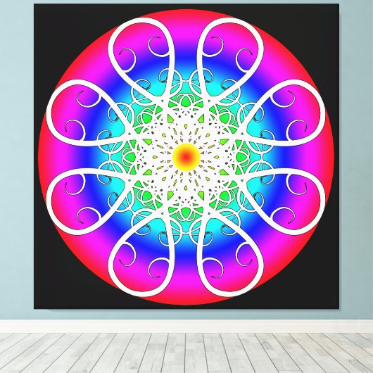 Abstracte Bloemen op Gespannen Canvas Print (Insitu (Houten vloer))