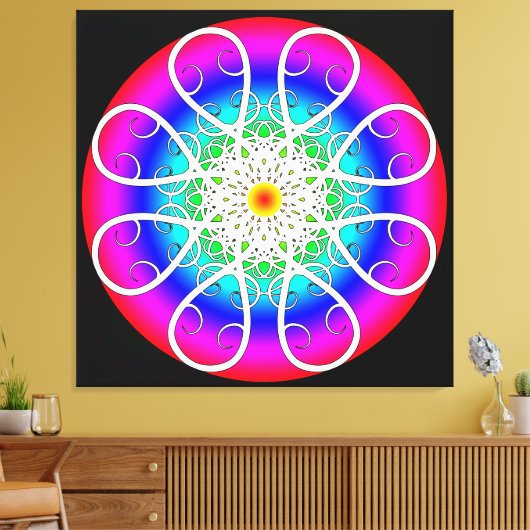 Abstracte Bloemen op Gespannen Canvas Print (Insitu (Woonkamer))