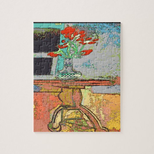 Abstracte bloemen op tafel legpuzzel (Verticaal)