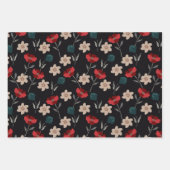 Abstracte bloemen op zwart inpakpapier vel (Voorkant 2)