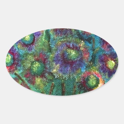 Abstracte bloemen ovale sticker (Voorkant)
