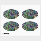 Abstracte bloemen ovale sticker (Vel)