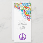 Abstracte Bloemen Paarse Vredesteken Post Trouwen Kaart (Achterkant)