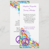 Abstracte Bloemen Paarse Vredesteken Post Trouwen Kaart (Voorkant / Achterkant)