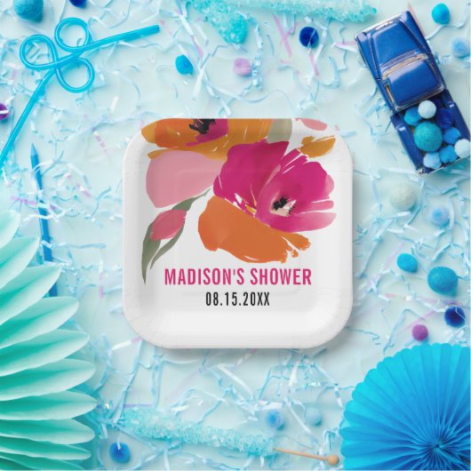 Abstracte Bloemen  Papier Borden Papieren Bordje (Feest)