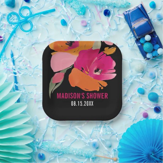 Abstracte Bloemen  Papier Borden Papieren Bordje (Feest)