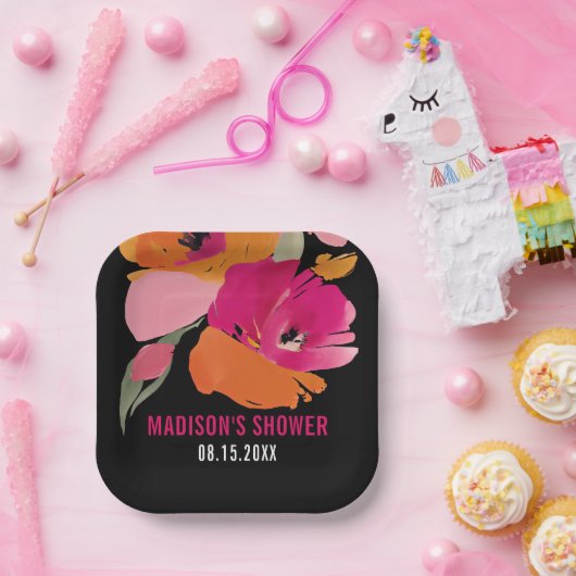 Abstracte Bloemen  Papier Borden Papieren Bordje (Feest)