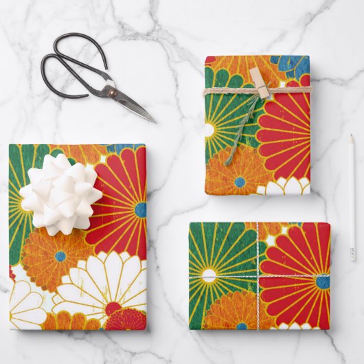 Abstracte bloemen papierbladen oppakken inpakpapier vel (Voorkant)