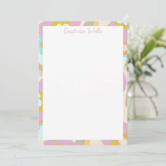 Abstracte bloemen | Pastel Lila Floral Pattern (Staand voorkant)