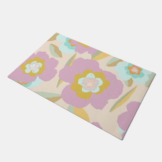 Abstracte bloemen | Pastel Lila Floral Pattern Deurmat (Schuin)