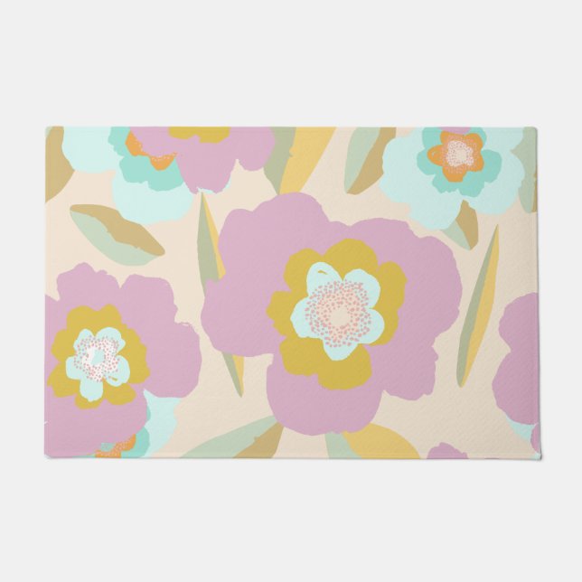 Abstracte bloemen | Pastel Lila Floral Pattern Deurmat (Voorkant)