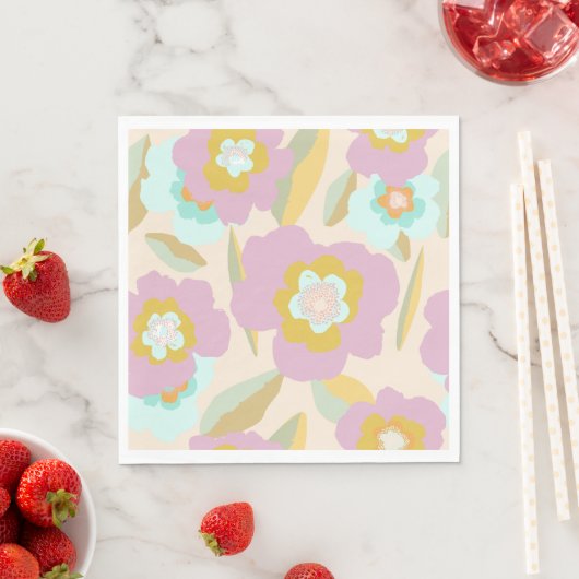 Abstracte bloemen | Pastel Lila Floral Pattern Servet (Insitu)