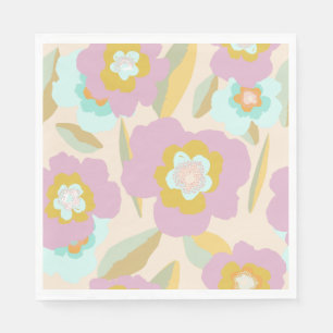 Abstracte bloemen   Pastel Lila Floral Pattern Servet