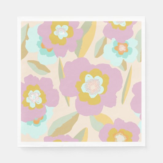 Abstracte bloemen | Pastel Lila Floral Pattern Servet (Voorkant)