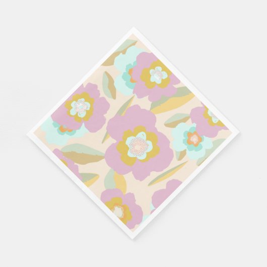 Abstracte bloemen | Pastel Lila Floral Pattern Servet (Hoek)