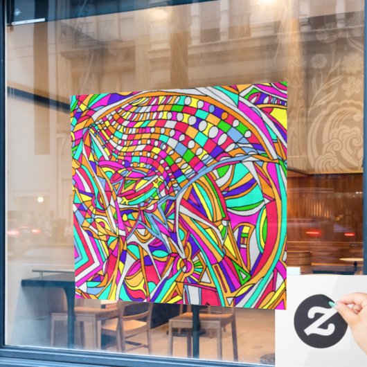 Abstracte Bloemen Raamsticker (Cafe Raam)