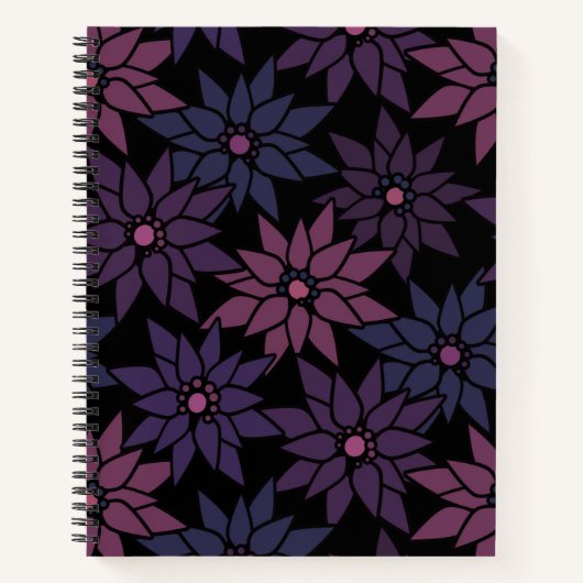 Abstracte bloemen romantisch patroon cartoon p notitieboek (Voorkant)