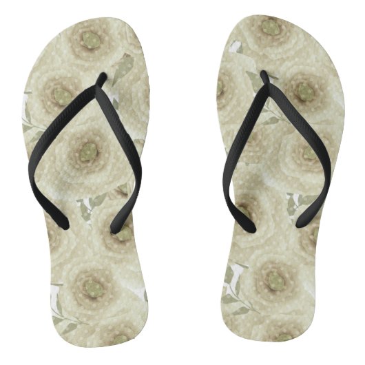 Abstracte bloemen roos beige kleurenpatroon teenslippers (Voetbed)