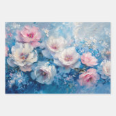 Abstracte Bloemen Roze Blauw Olieverfschilderij De Inpakpapier Vel (Voorkant 2)