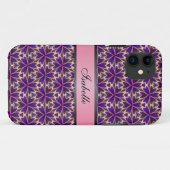 Abstracte bloemen Roze, gepersonaliseerde naam v2 Case-Mate iPhone Case (Achterkant (horizontaal))