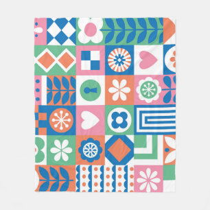 Abstracte Bloemen: Scandinavisch volksontwerp. Fleece Deken