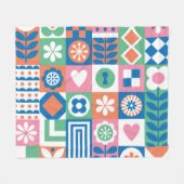 Abstracte Bloemen: Scandinavisch volksontwerp. Fleece Deken (Voorkant (Horizontaal))