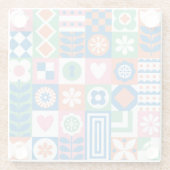 Abstracte Bloemen: Scandinavisch volksontwerp. Glazen Onderzetter (Achterkant)