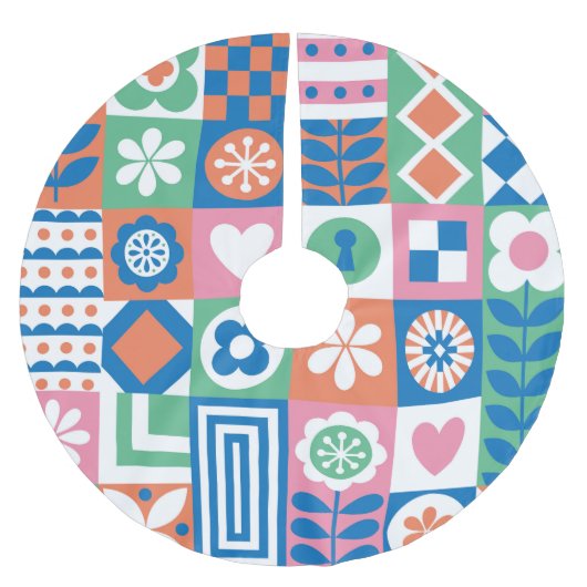 Abstracte Bloemen: Scandinavisch volksontwerp. Kerstboom Rok (Voorkant)