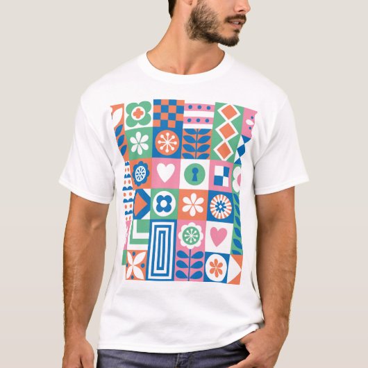 Abstracte Bloemen: Scandinavisch volksontwerp. T-shirt (Voorkant)