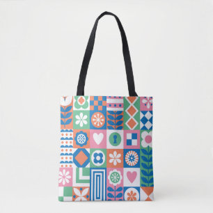 Abstracte Bloemen: Scandinavisch volksontwerp. Tote Bag