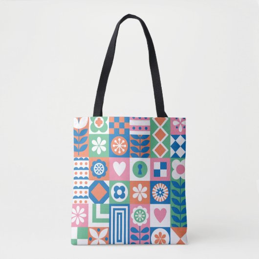 Abstracte Bloemen: Scandinavisch volksontwerp. Tote Bag (Voorkant)